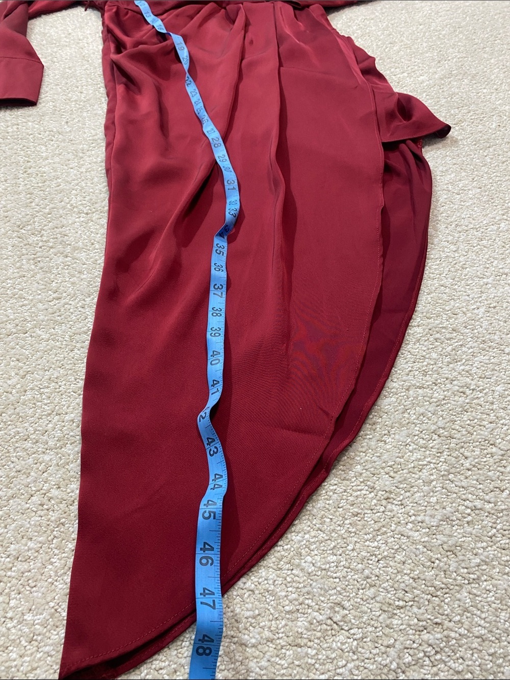 Vici Burgundy Satin Twist-Waist Midi Dress Size Xs - Picture 14 of 16